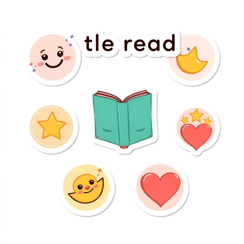 Naklejki "Mały czytelnik" (arkusz) - Szablony - Dzień Książki